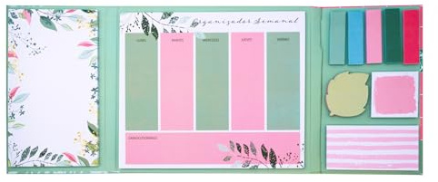 Campus – Planificador Semanal con Notas Adhesivas, Organizador Semanal con Espacio de Escritura, Planificador de Escritorio Tonos Pastel y Naturaleza, Incluye 1 Planning y 8 tipos de Notas (Hojas)