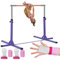 Gym Bar Barra de Gimnasia para Ninos Morada | 13 Niveles Ajustables 90 a 150 cm | Acero y Madera Maciza de Haya | Kit Protección Incluido | Equipamiento Deportivo | Sport, Gymnastics | Aerobik
