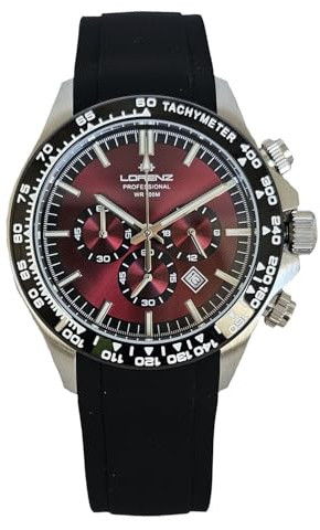 Lorenz Chrono 26175PP Cronografo da uomo con cinturino in gomma sub 100 metri
