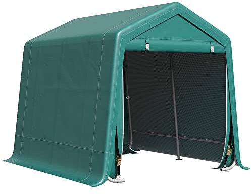 Outsunny Carpa de Jardín Exterior para Herramientas Bicicletas 2,4x2x2 m Cobertizo Exterior con 2 Puertas con Cremallera Impermeable Anti-UV Carpa para Jardín Verde