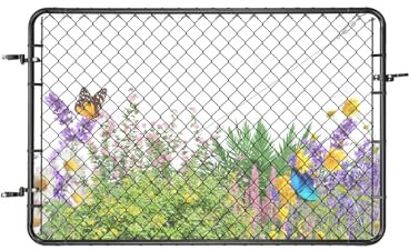 VEVOR Portillon de Jardin, 183x122 cm, Porte de Clôture à Mailles Losangées Réglable, Portail de Clôture en Acier Galvanisé Revêtement en Plastique, Installation Facile, pour Ferme, Poteaux Non Inclus