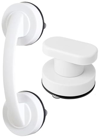 Giutsaull Lot de 2 Poignées de Porte à Ventouse Extra Forte pour Baie Vitrée Coulissante - Sans Percer pour Verre, Salle de Bain, Armoire et Tiroir