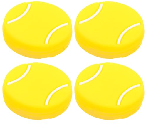 PACKOVE Set 4 Pezzi Smorzatori di Vibrazioni per Racchetta da Tennis in Silicone Giallo, Ammortizzatori Piccoli per Riduzione Vibrazioni, Accessori per Tennisti e Uso Sportivo