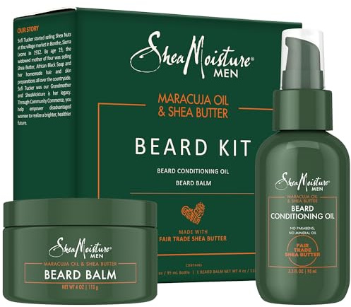 Shea Moisture Beard Care Gift Set – Natural Beard Oil & Beard Balm Scented with Essential Oils, Gift for Men (2 Piece Set)