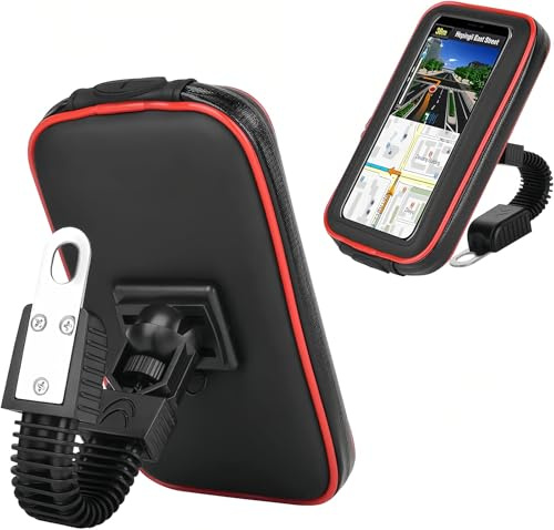 Soporte Móvil Moto Impermeable, Rotación 360° Universal Soporte-XL | Con Pantalla Táctil, Anti Vibración, Fácil de instalar,Soporte para Telefono Movil de Moto para Pantalla de hasta 6,3