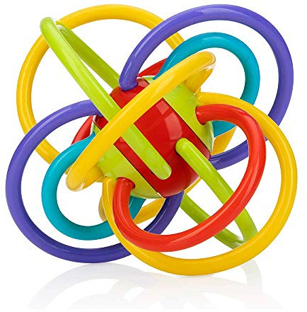 Nuby Lots A Loops Teething Ring – Soothing Teether | Built-in Rattle Toy | Refrigerator Safe | Suitable from 3 Months Plus