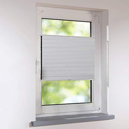 Sonnenschutz-HH - Plissee Faltstore Duett Wabenplissee UNIVERSAL verspannt auf Maß 67 x 110 cm - Farbe weiß - Thermo Verdunkelung Faltrollo zum Schrauben oder Klemmen inkl. Klemmträger