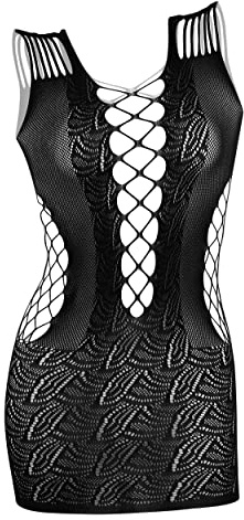 ds. distinctive style Lingerie en résille pour femme, body sans bretelles, nuisette taille unique pour femme, Noir , Taille unique