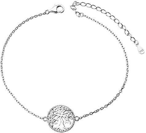LINSTER Tobillera de árbol de la vida para mujer, pulsera de tobillo de pie ajustable de plata de ley 925, joyería de playa, regalos para mujer