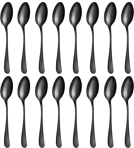 BEWOS Matte Schwarze teelöffel 16 Stück, 13,7 Cm / 5,39 Inch Edelstahl Löffel, Ausgezeichnete Serie von kaffeelöffel, Spülmaschinenfest dessertlöffel, Ideal für Haushalte, Restaurants, Partys, etc