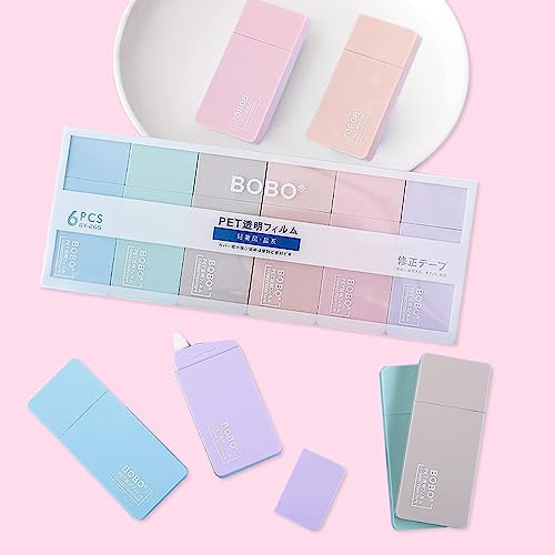 6 Pièces Blanco Correcteur, 6 m x 5 mm Mini Ruban Correcteur, Effaceur Souris Pastel Correcteur Blan Roller Correcteur Kawaii pour l'Ecole Fourniture Scolaire Étudiants Enfants et Employés de Bureau