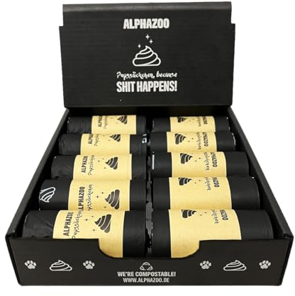 alphazoo Pupssäckchen Hundekotbeutel biologisch abbaubar 300 Stk. I Nachhaltige Kotbeutel für Hunde auf Rollen I Auslaufsichere, reißfeste Hundetüten