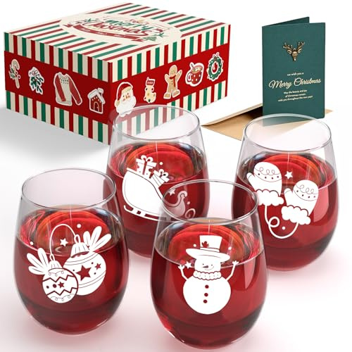 Joymaking Set di 4 Bicchieri di Natale per Vin Brulé, 520 ml
