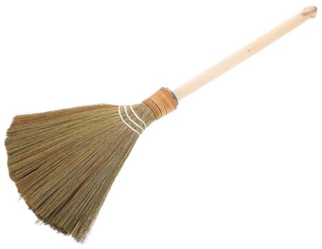 TOBBOMEY Balai Asiatique Tressé Main Grand Modèle 64 Cm Léger 0,25 Kg En Maïs Naturel Poils Souples Détachable Pour Balayage Intérieur Salon Hall D'entrée Kit Ménage Polyvalent