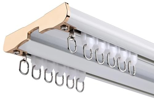 Binario Tende Soffitto a Doppia, Riloga per Tende Silenzioso Sistema di Binari Scorrevoli, Scorritenda in alluminio Divisore per Stanze Camera da Letto Soggiorno Ospedale(White,0.9m)