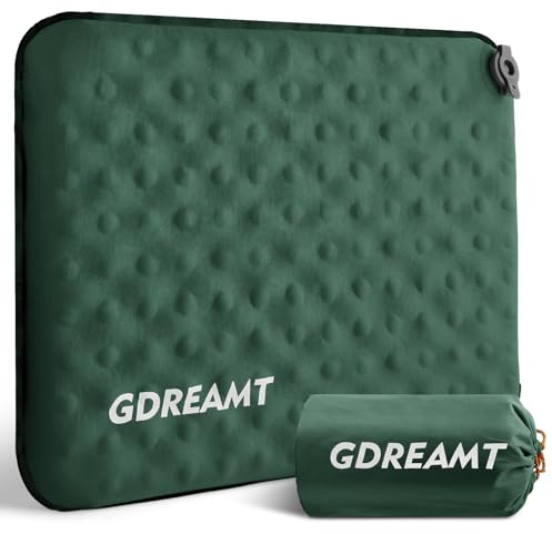 GDREAMT Inflatable Seat Cushion, Self-Inflating Memory Foam Stadium Seats Cushion Lightweight & Compact Chair Sitting Pad Airplane Cushion for Long Flight Travel Outdoor Camping Car Bleachers Office