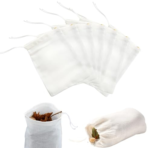 30 Muslin Bags for Cooking, Reusable Spice Bags with Drawstring, Empty Tea Bags for Loose Tea, Fine Mesh Cotton Bags for Coffee, Herbs, DIY Crafts, 10 x 15 cm