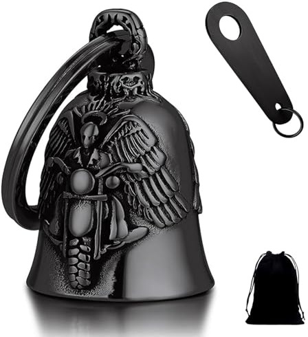 GREATRICH Campana Moto Amuleto, Guardian Bell de Acero Inoxidable, Regalos para Motoeros y Accesorios para Moto, Llavero con Diseño Detallado, Símbolo de Buena Suerte para Motociclistas