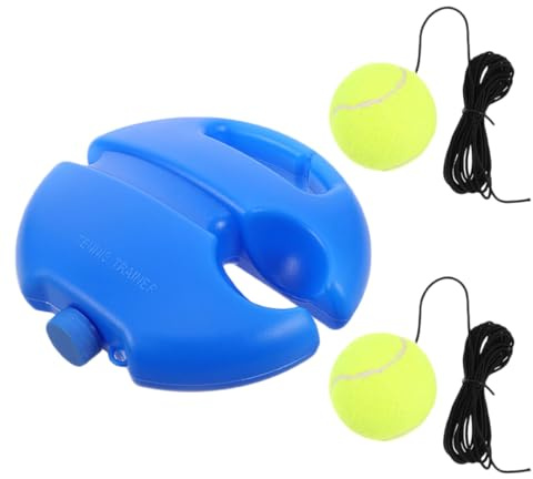 YARNOW Entraîneur de Rebond de Tennis avec Base Ronde Bleue, 2 Balles D'entraînement avec Cordage, Dispositif Auto-entraînement pour Tennis Intérieur et Extérieur, Kit d'exercice