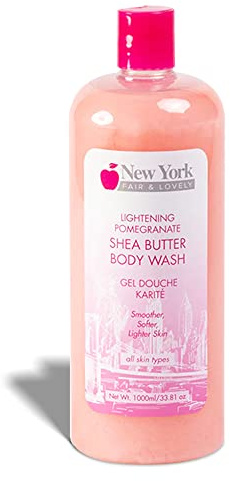 New York Fair & Lovely Skin Brightening Body Wash | 1000ml / 33.8 Fl oz | Exfoliating Shower Gel | Face & Body Cleanser | Skin Brightening Shower GelFor Mand And Women | with Shea Butter and Apricot