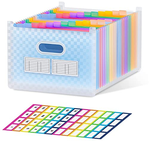 ThinkTex Dokumentenmappe A4, 26 Fächer Fächermappe, Aufrecht und Oben Offen, A-Z-Registerkarten mit bunten Registern, Letter-/A4-Format für Schule, Zuhause und Büro - Blau