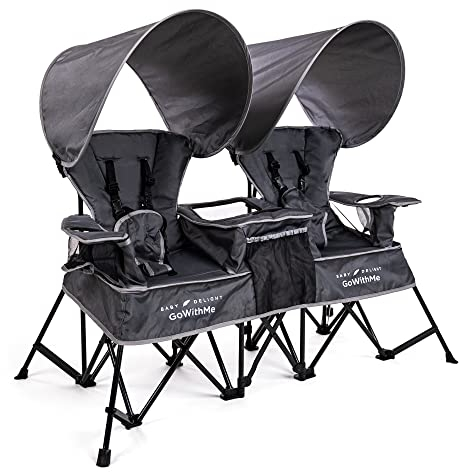 Baby Delight Go with Me Duo Deluxe Portable Chair | for Kids | Double Seat | Indoor and Outdoor | Grey