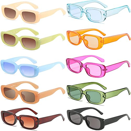 10Pack Sunglasses Square Multipack Retro Rectangle Sunglasses Women Trendy