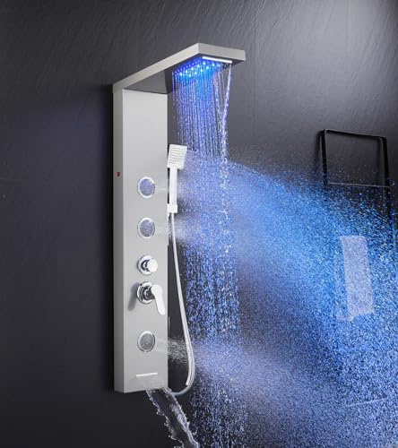 TSIBOMU 5 in 1 Shower Panel Tower System with LED Lights Stainless steel