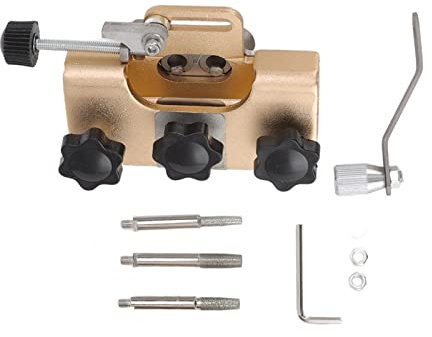 Kettensägenschärfer, Tragbare Kettensäge Schärfgerät Handgekurbeltes Sägekettenschärfgerät Mit Wolframstahl-Schärfgrat Kettenschärfgerät Für Kettensägen Und Elektrosägen(Gold)