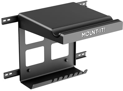 Mount-It! Bike Wall Mount Rack with Shelf and Hooks, Horizontal Indoor Bike Rack Garage Home, Space Saving Wall Mounted Hanger for a single Road, Mountain or other Bicycle with Extra Storage, Black