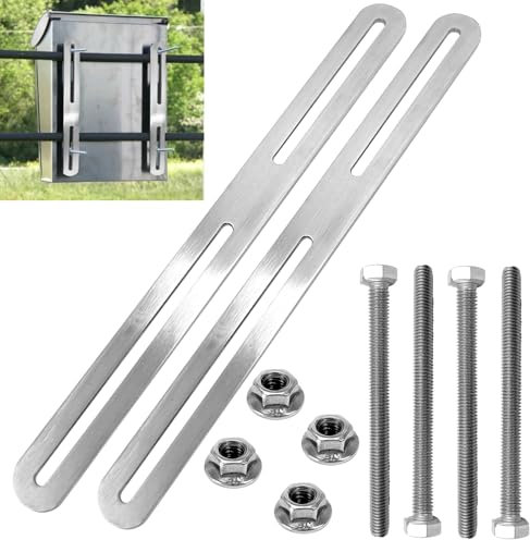 2 piezas de 280 x 24 mm para buzón, juego de montaje con pernos M5 y tuercas M5, fijación de buzón para buzón, puertas o vallas (plata, 280 mm)