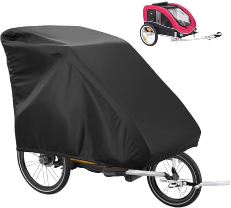 420D cykelsläp, cykelskydd vattentätt för 1 cykel, cykelskydd vattentätt ebike, släpvagn regnskydd, för cykelsläp hundsläp lastsläpvagnar (140 x 84 x 100 cm)