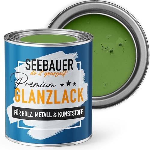 SEEBAUER diy Glanzlack Grün 375ml für Innen & Außen (No. 730 Spring Feeling) Möbelfarbe ohne Schleifen - Hybrid-Lack für Holz, Metall & Kunststoff - Holzlack, Möbellack hohe Deckkraft