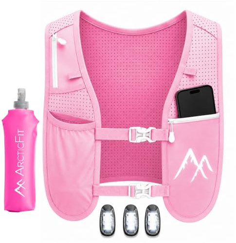 ArcticFit LED Running Vest - Adjustable Unisex Reflective Vest with Phone Holder and Storage - Lightweight and Durable Running Backpack Alternative - Hydration Vest