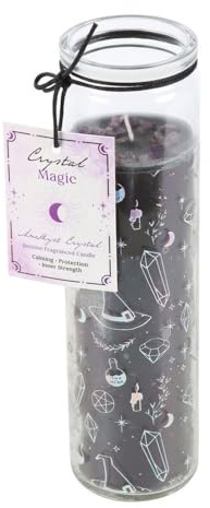 Jasmine Scented Candle with Amethyst Crystals, 7-Hour Burn, Crystal Witch Design, Vegan Paraffin Wax, Mystical Decor for Spiritual Energy, Eco-Friendly Candle for Crystal & Witchcraft Enthusiasts