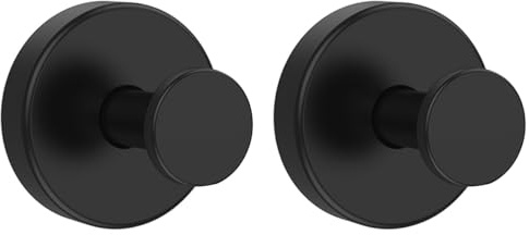 Drenky 2 Pack Suction Cup Hooks 304 Stainless Steel Reusable Towel Hook for Bathroom Shower Glass Doors, Tiles, Windows, Black