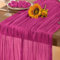 DeZerlor Runner da tavola estivo in garza rosa shocking velato fucsia formaggio, runner da tavola in garza bohémien, 300 cm, decorazioni estive per la tavola per matrimoni, baby shower, feste di
