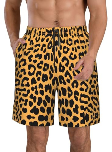 Estampado De Leopardo Hombre Traje De Bañoe Secado Rápido Cortos De Natación Forro De Malla Bañadores De Natación 3XL