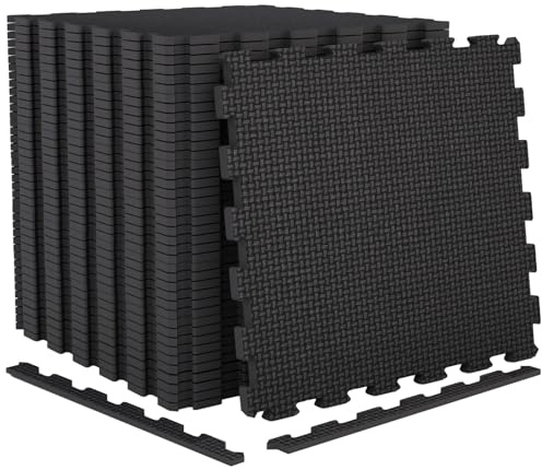 Foam Mat Gym Flooring Mat, Yoga Exercise Mats, Interlocking Puzzle EVA Floor Tiles, Non slip Cushion For Home Office Garage Workout, Weights Bonus Adhesives, 24X24 (24-Mats)