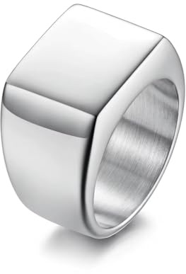 Cadoline Chevalière carrée en acier inoxydable pour homme 14 mm