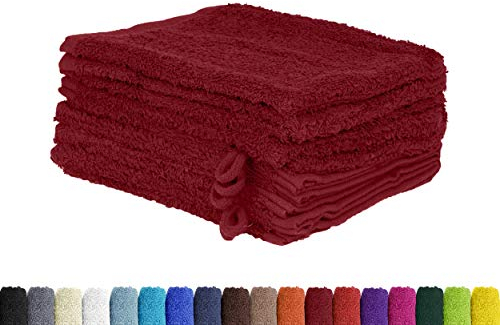 BaSaTex 10er Pack Waschhandschuhe aus 100% weicher und saugstarker Baumwolle | Öko-Tex Made in Green | Waschlappen Set 15x21 cm | Farbe: Bordeaux