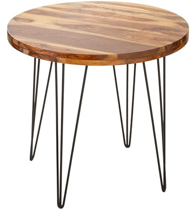 Riess Ambiente Massiver Esstisch MAKASSAR 80cm Sheesham rund mit Hairpin Legs Bistrotisch Tisch