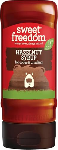 Sweet Freedom Hazelnut Syrup 350 g – Vegan Drizzle for Coffee and Pancakes, Naturally Sweetened with Fruits, Only 13 Kcal Per Teaspoon (Pack of 1)
