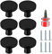 Ainiv 6 Pièces Boutons de Porte, Boutons de Meubles en Noir, Boutons Armoire Ronds, Boutons de Tiroir en Noir, Poignees de Porte de Cuisine pour Commode, Armoire, Meuble, Placard, avec Tournevis