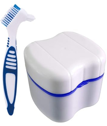 Trousse de rangement pour prothèses dentaires et brosses, boîte de bain pour fausses dents avec passoire, boîte de rangement pour dentier, bleu foncé