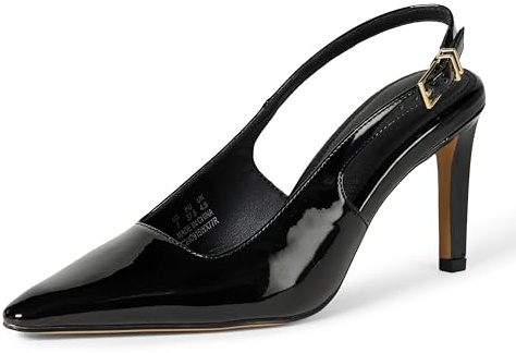 Amazon Essentials Scarpe Décolleté con Cinturino Posteriore Donna, Nero Pelle Verniciata, 41 EU