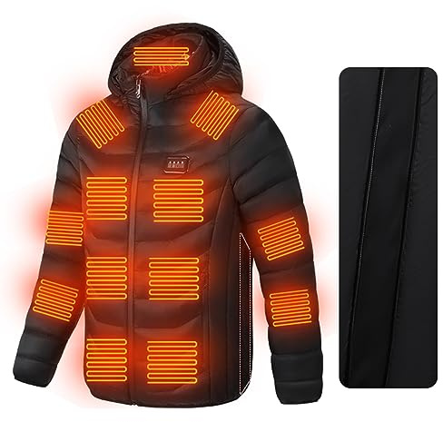 Zeiayuas 2024 Veste Chauffante USB Hommes Femmes Doudoune Manteau Chauffant Électrique Lavable avec 3 Niveaux de Chauffage et 23 Zones Chauffage pour Ski Plein Air Randonnée Hiver Moto Chasse Camping