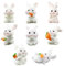 HAZMA Miniature Coniglietto Figurine Ornamenti, 8 Pezzi Miniatura da Giardino Pasqua Coniglio, Pasqua Decorazione, Mini Figurine di Conigli Coniglietto Figurine Ornamenti