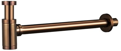 IMEX Sifone Visto Rotondo SCL002 | Acciaio Inox S.304 e Zamak | Finitura Elegante | Base Rimovibile | Facile Pulizia (Oro Rosa Lucido)