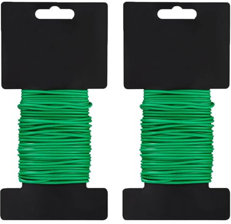 Alambre de Jardín, 2 Piezas Alambre Flexible para Jardín, 2,5mm x10m Alambre para Plantas Engomado, Multifuncional Alambre Plastificado Verde, Lazos para Plantas, para Atar Plantas Trepadoras,Arbustos